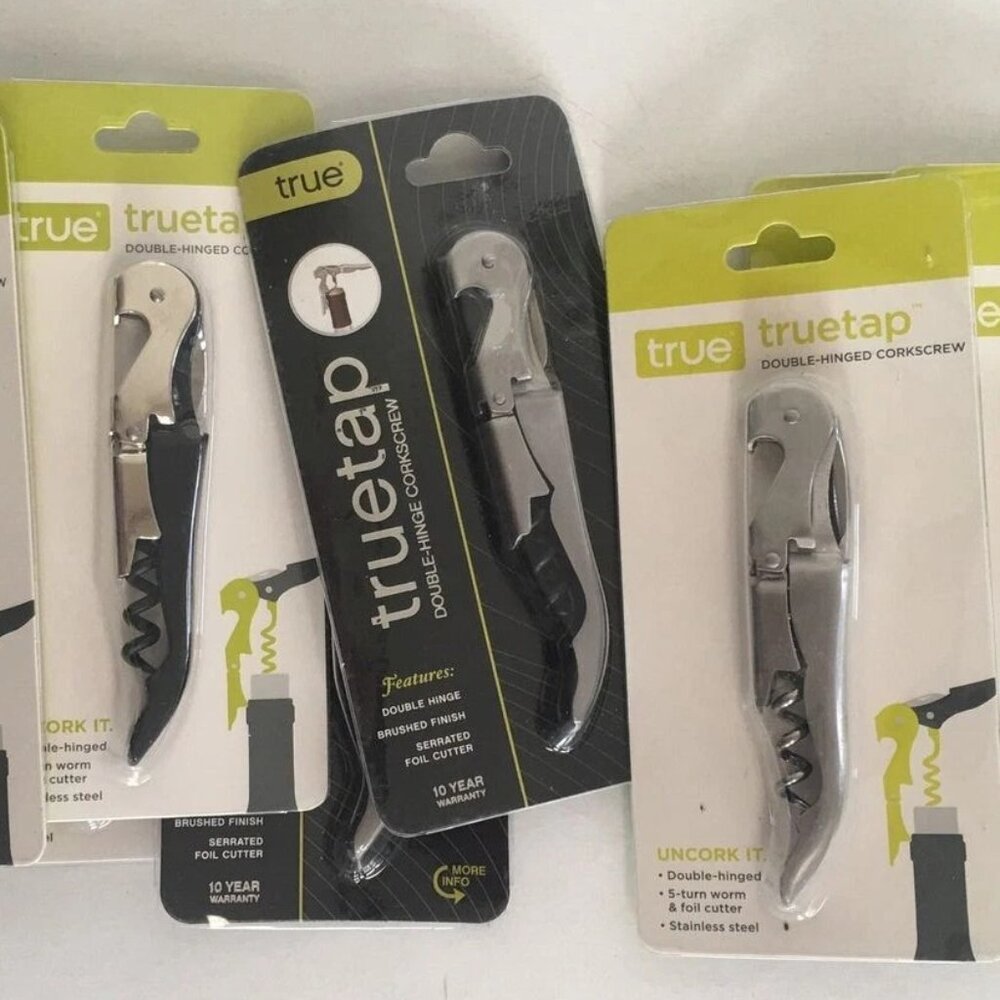 4 True Fabrications TrueTap Double Hinge Corkscrew Bottle Opener Foil Cutter